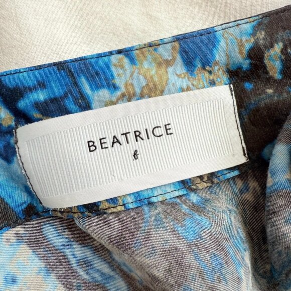 Beatrice .b Kaftan Midi Dress Small (4) Printed Pattern Blue Black Gold - Picture 8 of 11